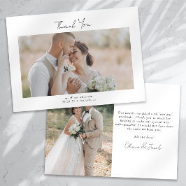 Minimalistisch 2 fotokalligrafie bruiloft bedankkaart