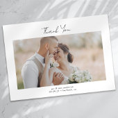 Minimalistisch 2 fotokalligrafie bruiloft bedankkaart
