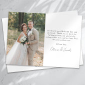 Minimalistisch 2 fotokalligrafie bruiloft bedankkaart