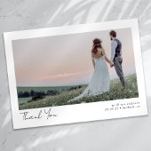 Minimalistisch 2 fotokalligrafie bruiloft bedankkaart