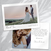 Minimalistisch 2 fotokalligrafie bruiloft bedankkaart