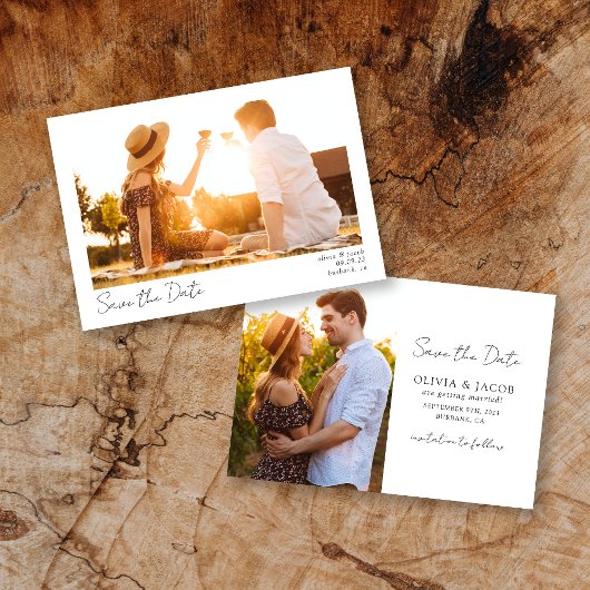 Minimalistisch 2 fotokalligrafie bruiloft save the date
