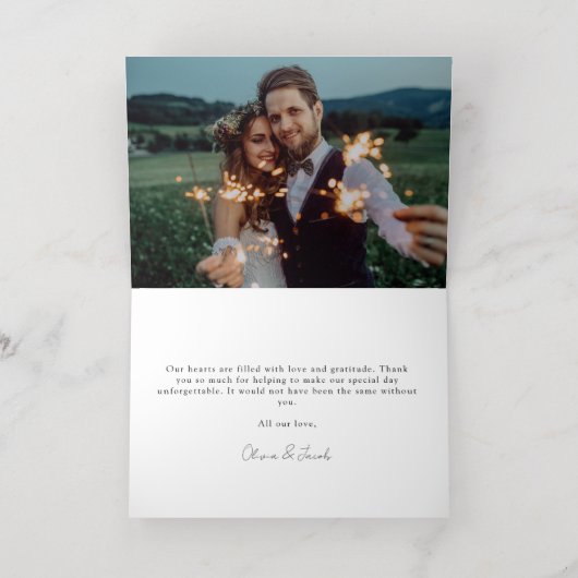 Minimalistisch 2 Fotokalligrafie Weddenschap Bedan Folie Wenskaart (Binnenlaag)