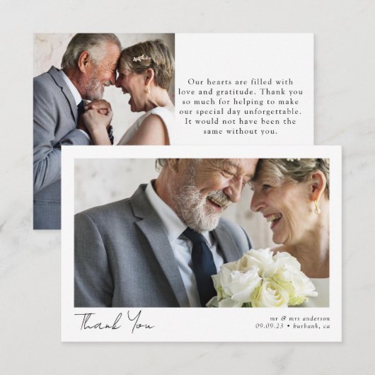 Minimalistisch 2 Fotokalligrafie Wow Renewal Bedankkaart (Voorkant / Achterkant)