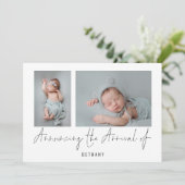 Minimalistisch 2 Foto's die de aankomende geboorte Aankondiging (Staand voorkant)