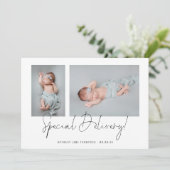 Minimalistisch 2 Foto's Special Delivery Script Bi Aankondiging (Staand voorkant)