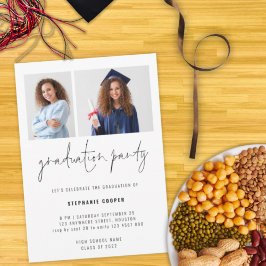 Minimalistisch 2-fotoscript 2022 Graduation Party Kaart