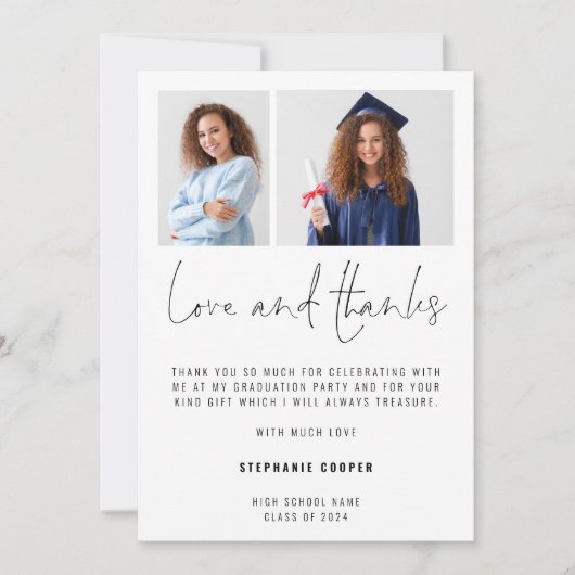 Minimalistisch 2 fotoscript 2024 Afstuderen Bedankkaart (Voorkant)