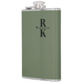 Minimalistisch 2-letters zwart monogram groen heupfles (Links)