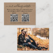 Minimalistisch 2 QR Photo Kraft Wedding RSVP - Geg Informatiekaartje (Voorkant / Achterkant)