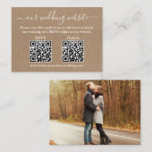 Minimalistisch 2 QR Photo Wedding RSVP Details Kra Informatiekaartje (Voorkant / Achterkant)