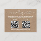 Minimalistisch 2 QR Photo Wedding RSVP Details Kra Informatiekaartje (Voorkant)
