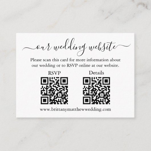 Minimalistisch 2 QR Weddenschap RSVP - Details fot Informatiekaartje (Voorkant)