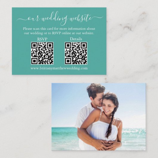 Minimalistisch 2 QR Weddenschap RSVP - Details fot Informatiekaartje (Voorkant / Achterkant)