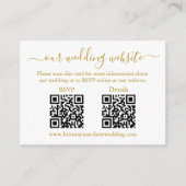 Minimalistisch 2 QR Weddenschap RSVP Details Gold Informatiekaartje (Voorkant)