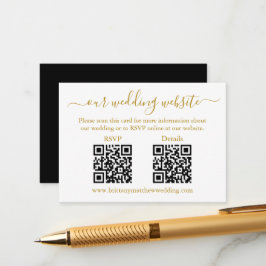 Minimalistisch 2 QR Weddenschap RSVP Details Gold Informatiekaartje
