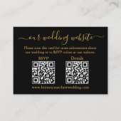 Minimalistisch 2 QR Weddenschap RSVP Details Gold  Informatiekaartje (Voorkant)