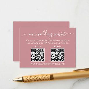 Minimalistisch 2 QR Wedding RSVP Details Roos Informatiekaartje