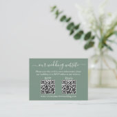 Minimalistisch 2 QR Wedding RSVP Details Sage Gree Informatiekaartje (Staand voorkant)