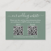 Minimalistisch 2 QR Wedding RSVP Details Sage Gree Informatiekaartje (Voorkant)