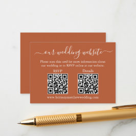 Minimalistisch 2 QR Wedding RSVP Details Terracott Informatiekaartje