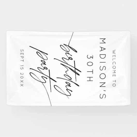 Minimalistisch 30e verjaardagsfeest welkom spandoek (Horizontaal)