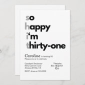 Minimalistisch 31e verjaardag uitnodiging Modern t (Voorkant / Achterkant)