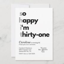 Minimalistisch 31e verjaardag uitnodiging Modern t