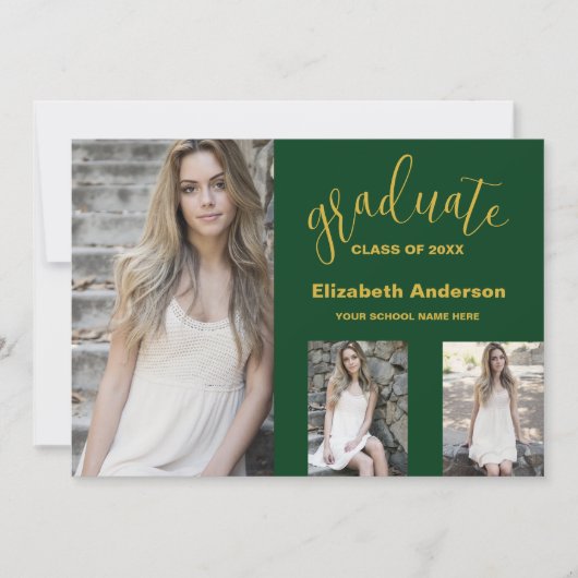 Minimalistisch 3 foto Afstuderen aankondiging (Voorkant)