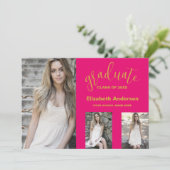 Minimalistisch 3 foto Afstuderen aankondiging (Staand voorkant)