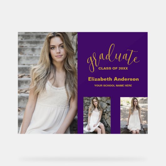 Minimalistisch 3 foto Afstuderen Acryl Bord (Voorkant)