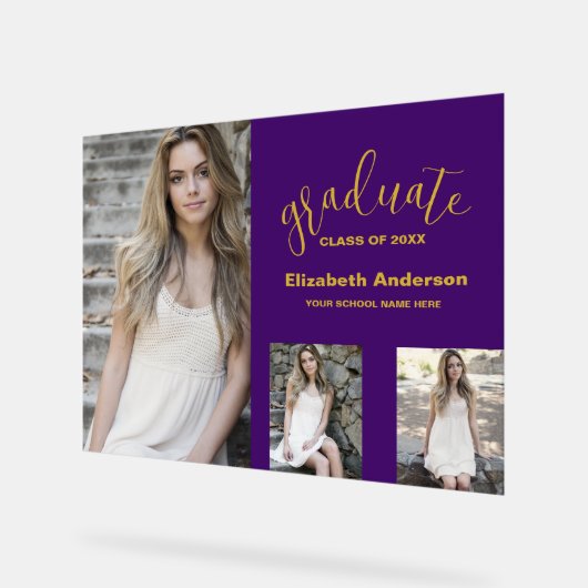 Minimalistisch 3 foto Afstuderen Acryl Bord (Hoek)