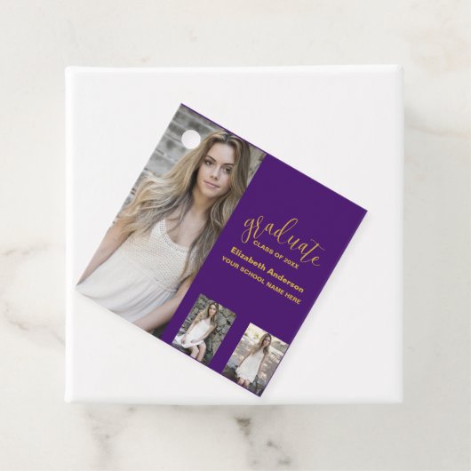 Minimalistisch 3 foto Afstuderen Bedankjes Labels (In situ)