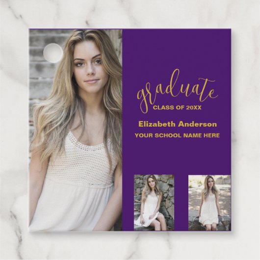 Minimalistisch 3 foto Afstuderen Bedankjes Labels (Voorkant)