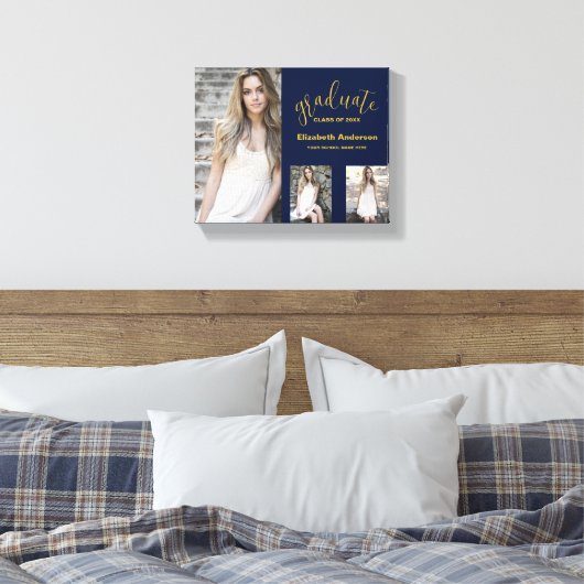 Minimalistisch 3 foto Afstuderen Canvas Afdruk (Insitu (Slaapkamer))