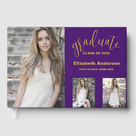 Minimalistisch 3 foto Afstuderen Gastenboek (Voorkant)