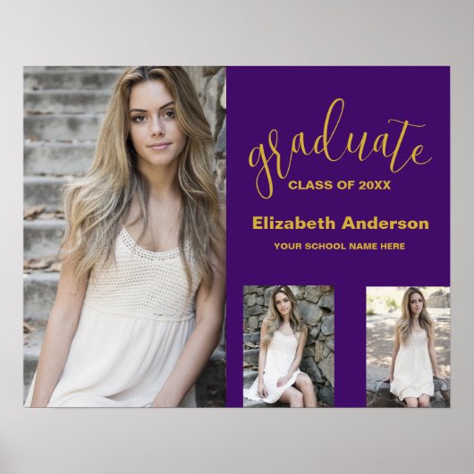 Minimalistisch 3 foto Afstuderen Poster (Voorkant)