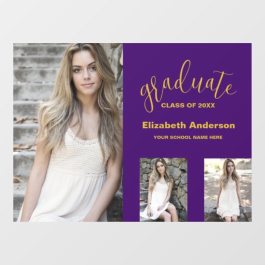 Minimalistisch 3 foto Afstuderen Raamsticker (Vel)