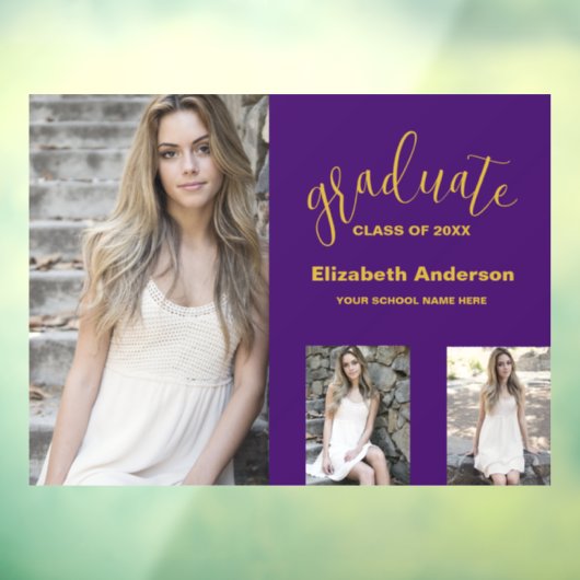 Minimalistisch 3 foto Afstuderen Raamsticker (Vel 3)