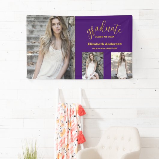 Minimalistisch 3 foto Afstuderen Spandoek (Insitu)