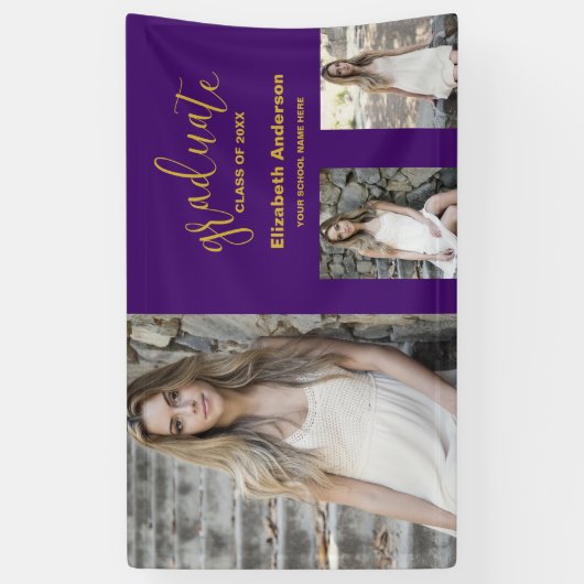 Minimalistisch 3 foto Afstuderen Spandoek (Verticaal)