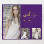 Minimalistisch 3 foto Afstuderen Sparkling Wijnetiket (Enkel label)