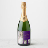 Minimalistisch 3 foto Afstuderen Sparkling Wijnetiket (Voorkant)