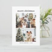 Minimalistisch 3 Foto Collage Merry Kerstfeestdag Feestdagenkaart (Staand voorkant)