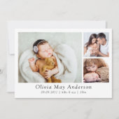 Minimalistisch 3 Foto nieuwe baby Aankondiging (Voorkant)