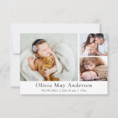 Minimalistisch 3 Foto nieuwe baby Bedankkaart (Voorkant)