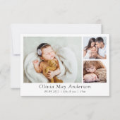 Minimalistisch 3 Foto nieuwe baby Bedankkaart (Voorkant)