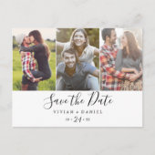 Minimalistisch 3 Foto Opslaan Datum Uitnodiging Briefkaart (Voorkant)