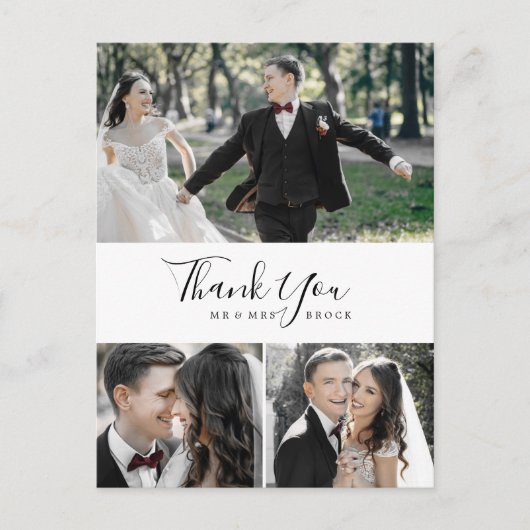 Minimalistisch 3 fotocollage Hartelijk dank voor u Briefkaart (Voorkant)