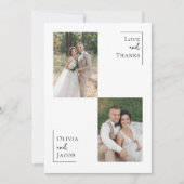 Minimalistisch 3 fotohuwelijk bedankkaart (Voorkant)